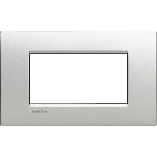 Living Light Placca 4P Tech LNC4804TE metal switch plate by BTicino, 86mm height, 142mm width, from Livinglight Air series.
