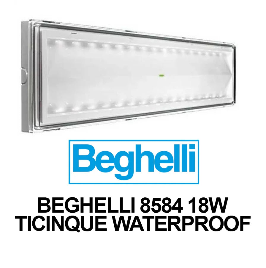 Beghelli Ticinque SE 8584 Lampada di Emergenza LED 18W, 260 Lumen, Autonomia 8h, Waterproof IP42