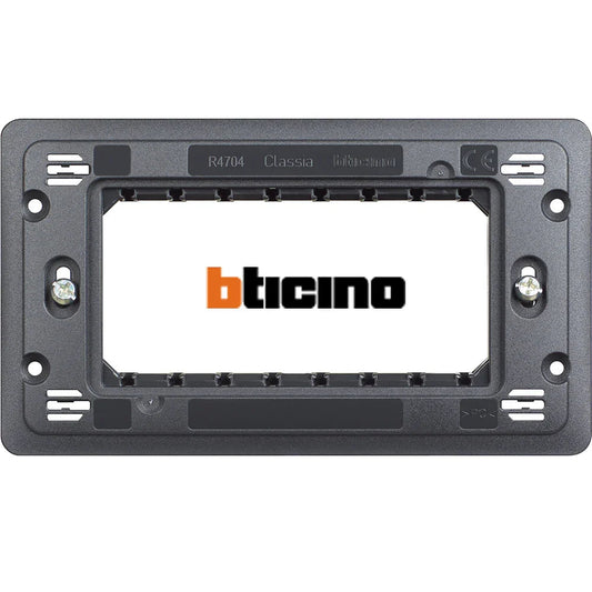 BTicino Supporto 4 Moduli Per Scatola Incasso 504-BT - Installazione Facile, Design Elegante, Alta Qualità