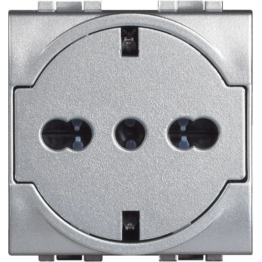 Bticino Livinglight NT414016F - Presa Schuko FLAT 2P+T 16A Silver (Tech)