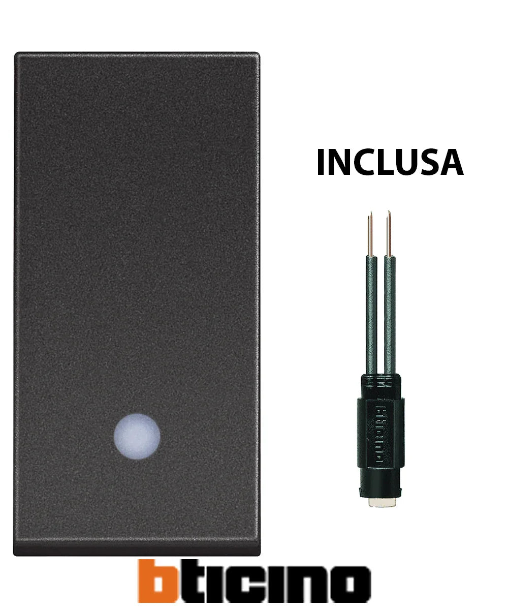Pulsante Unipolare Illuminabile BTicino 10AX Grigio - SKU 123456789, Design Elegante e Facile Da Installare