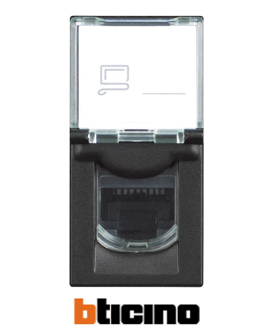 BTicino Presa RJ45 UTP CAT 5E Grigia - Installazione Toolless, Fino a 1 Gbps - SKU BT-PRESA-RJ45-5E-GR