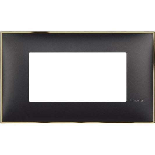 BTicino Placca 4 Moduli Oro Nero - Design Elegante e Moderno, Codice SKU: BT-PL4O-N