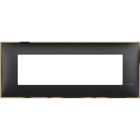 BTicino Placca 7 Moduli Oro Nero - Elegante Design, Alta Compatibilità, Dimensioni 86x212 mm