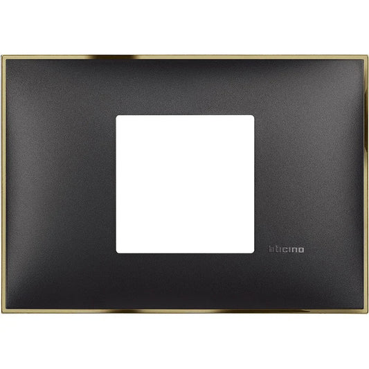 BTicino Placca 2 Moduli X 503 Oro Nero - Design Elegante, Modularità Completa, SKU X503-ORA-NER