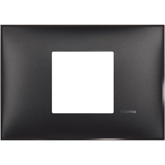 BTicino Placca 2 Moduli X503 - Elegante Nero Satinato, Facile Installazione e Design Raffinato