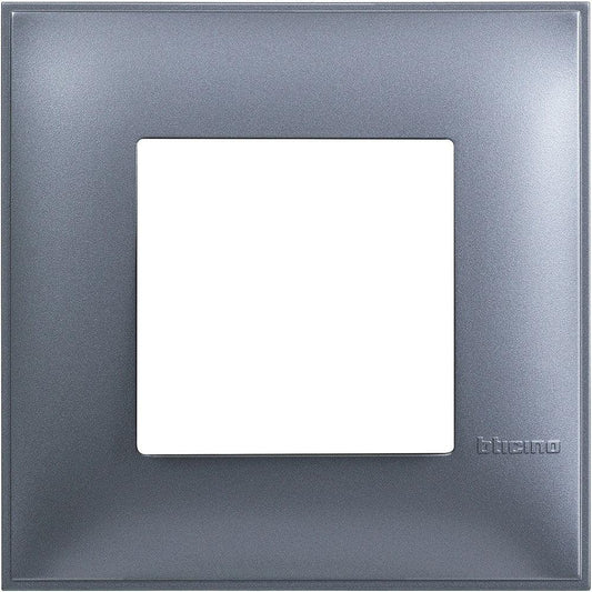BTicino Placca 2 Moduli Blu Metal - Elegante e Resistente - SKU BT-PL-2M-BLUE