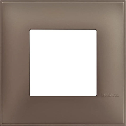 BTicino Placca 2 Moduli Terra Soft - Design Elegante 86x86 mm, Installazione Facile, Alta Qualità