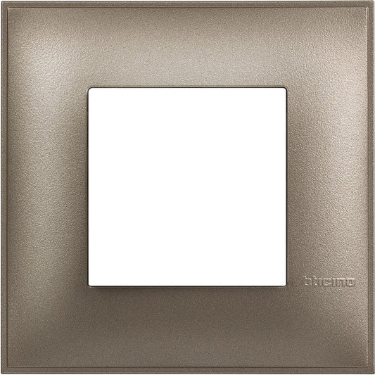 BTicino Placca 2 Moduli Titanio Metal - 86x86mm - Design Elegante e Funzionale - SKU Disponibile