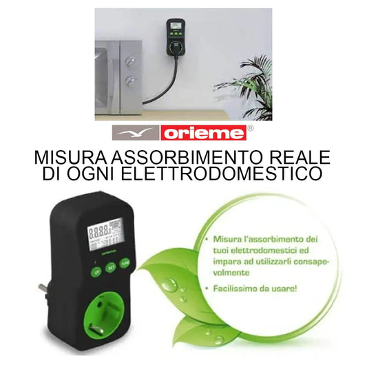 Misuratore Assorbimento Energia ORIEME PARSIMONIO K26334 - Monitoraggio Consumo Elettrodomestici, Fino a 3680W