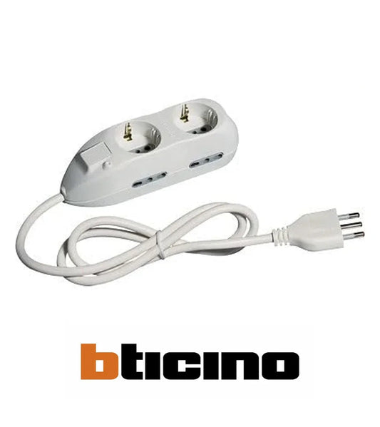 Multipresa BTicino S3669D/B - 4 Prese Bipasso 10A/16A + 2 Prese Schuko, Interruttore Luminoso