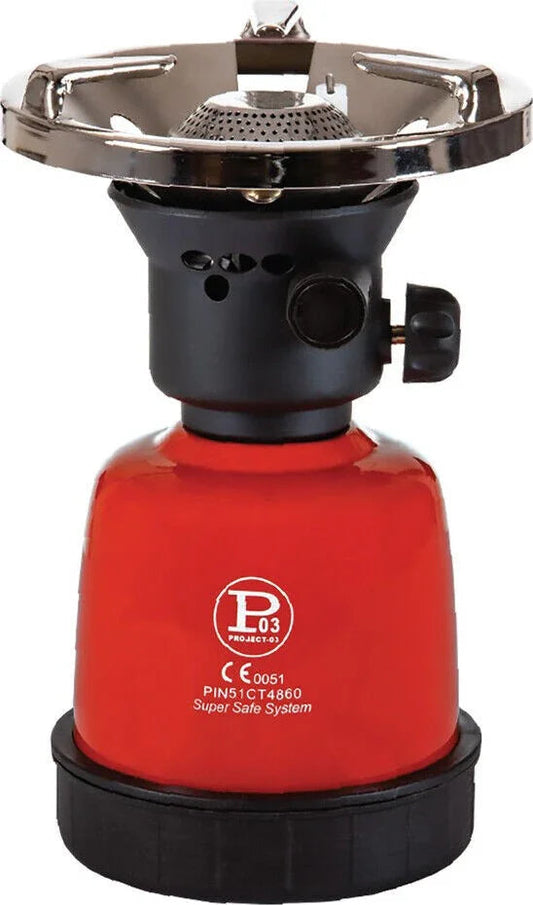 Fornello A Gas COOK100 Project - Accensione Normale, Acciaio Verniciato, Colore Rosso, Leggero e Versatile