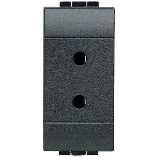 Black Presa mignon 2P 6A 24V for auxiliary circuits, Living Int. type socket, 24Vac, BTicino, Livinglight series.