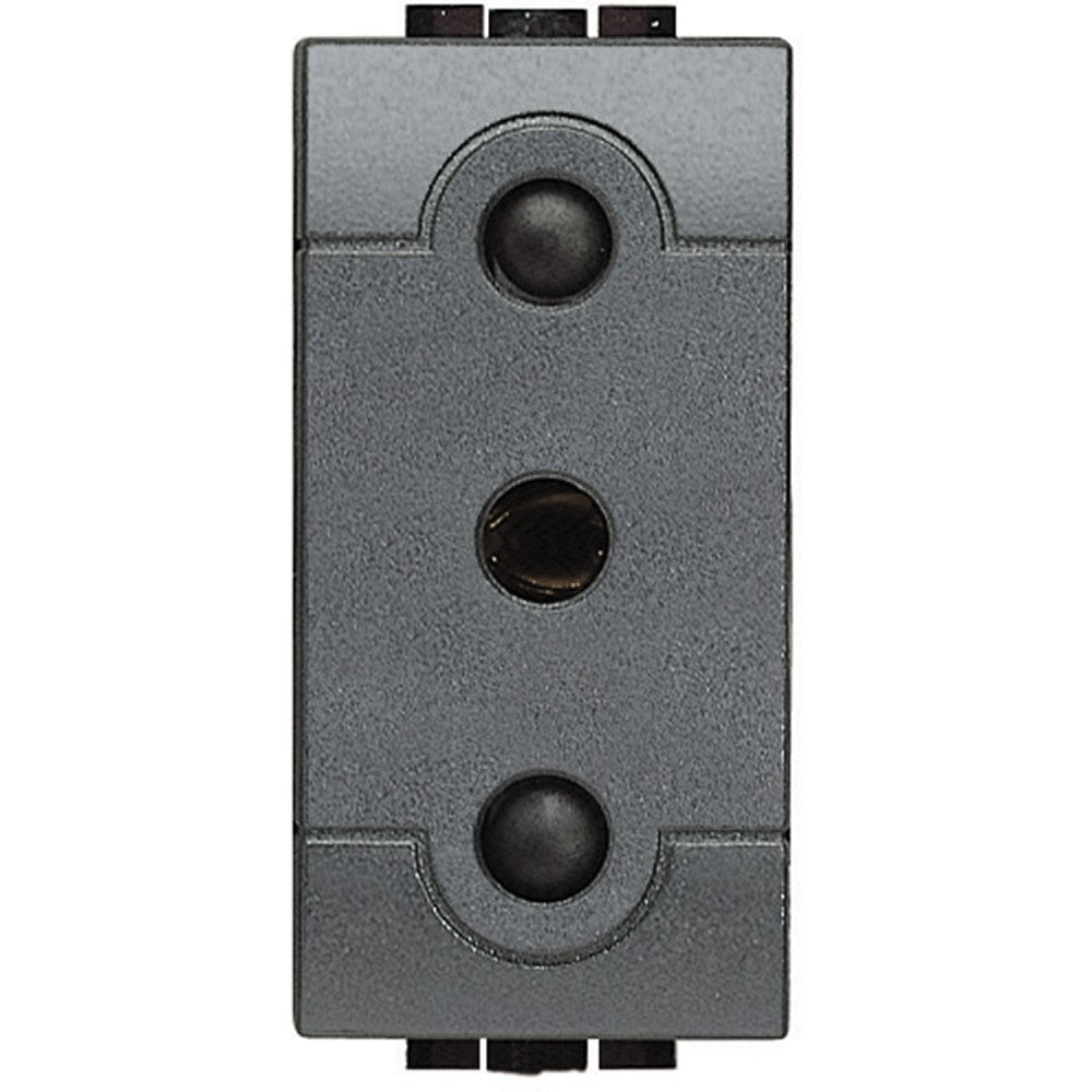 Bticino living Presa 2P+T 16A antracite socket with 26mm spacing for 250Vac application.