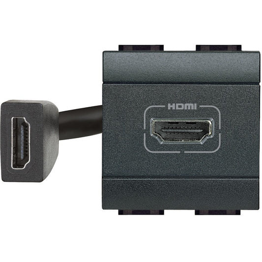 Bticino Livinglight HDMI socket L4284 in grigio antracite, con connettore HDMI 2.0 e 2 moduli.