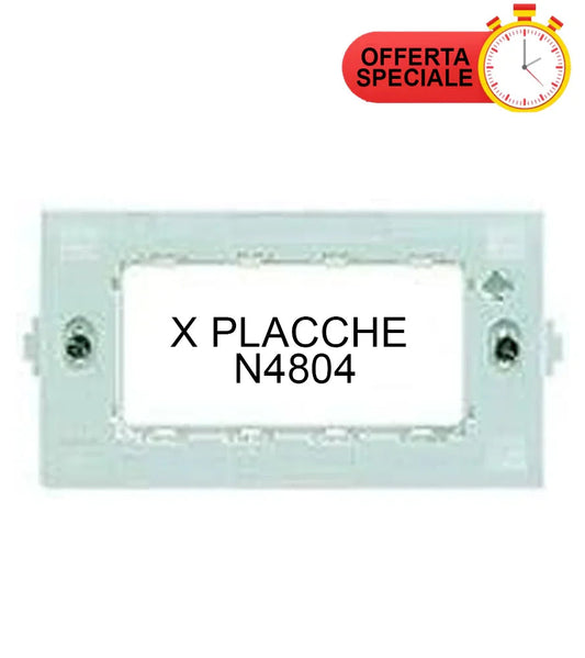 BTicino N4704 Supporto Per Placche 4 Moduli Compatibile Serie Living - Fissaggio Stabile Con Viti