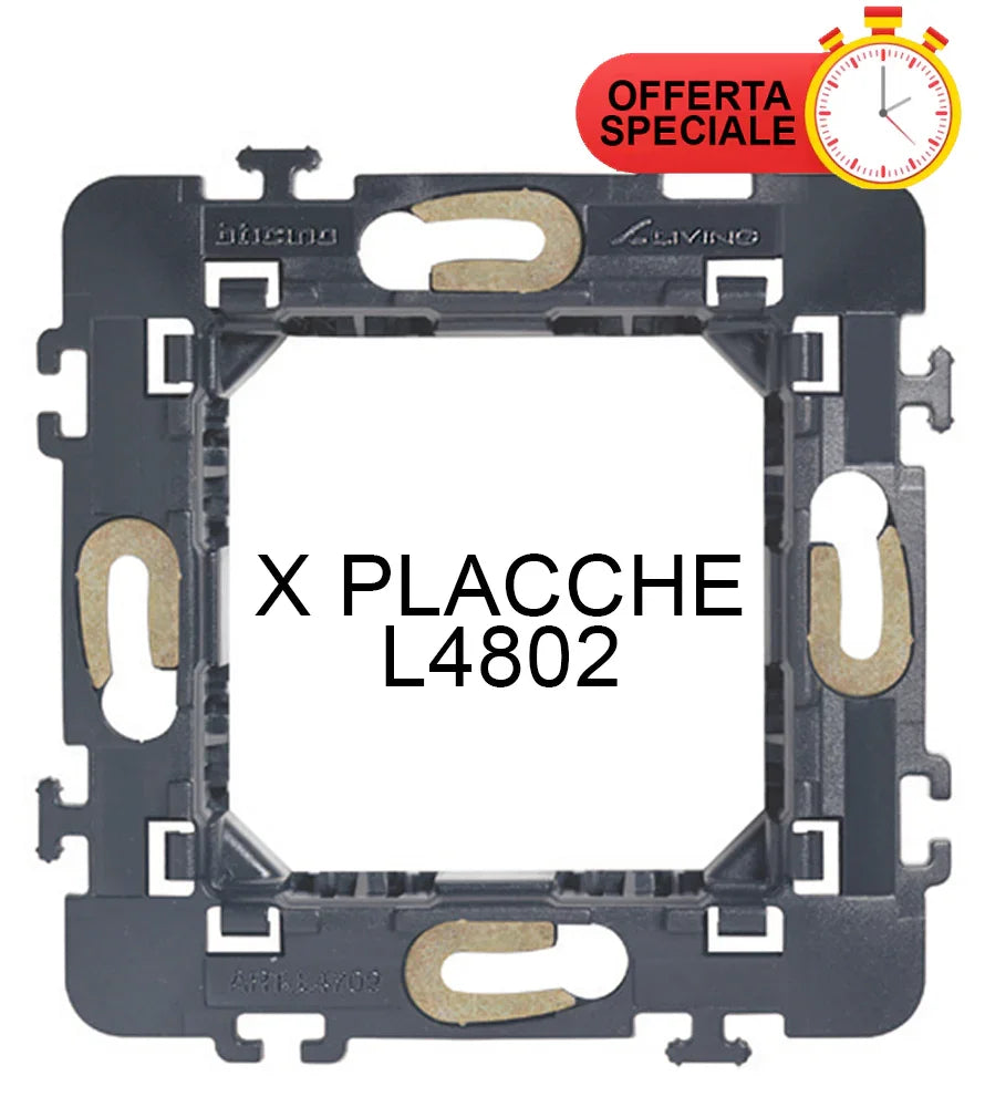 Supporto 2 Moduli BTicino Living Int L4702G - 71x7 mm, Installazione Facile e Design Elegante