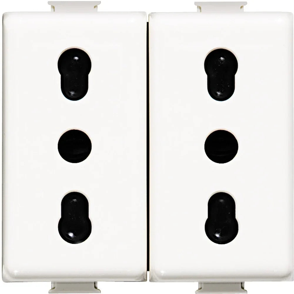BTicino AM5180/2 Presa Duplex Bipasso 2P+T 10/16A 250Vac - Design Sicuro e Versatile