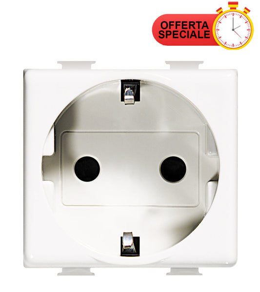 Bticino Matix Schuko socket AM5440/2, 2P+T 16A 250V, white with special offer badge.