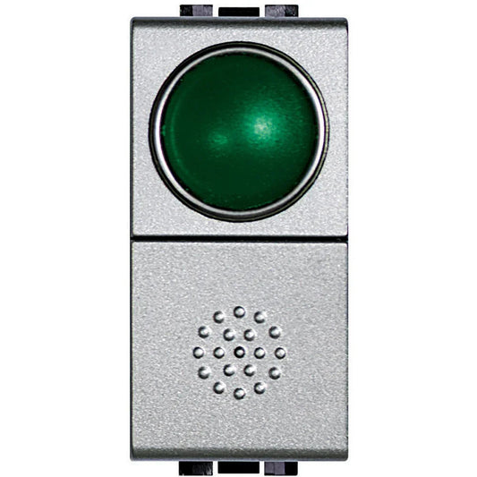 BTicino Living Light NT4038V - Pulsante Con Portalampada Verde, Alta Qualità, 250Vac, 10A, Design Elegante
