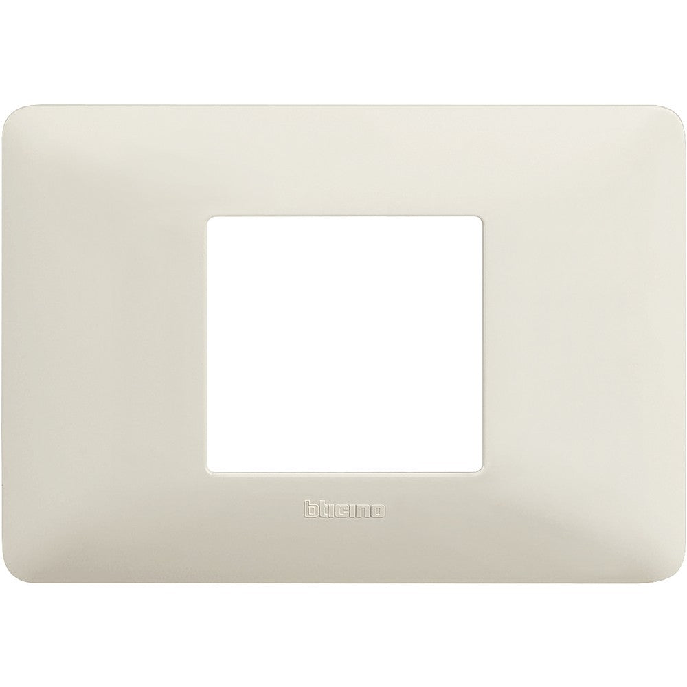 BTicino Matix 2 module central plate in ash color, technopolymer material, dimensions 84mm x 120mm, sleek design.