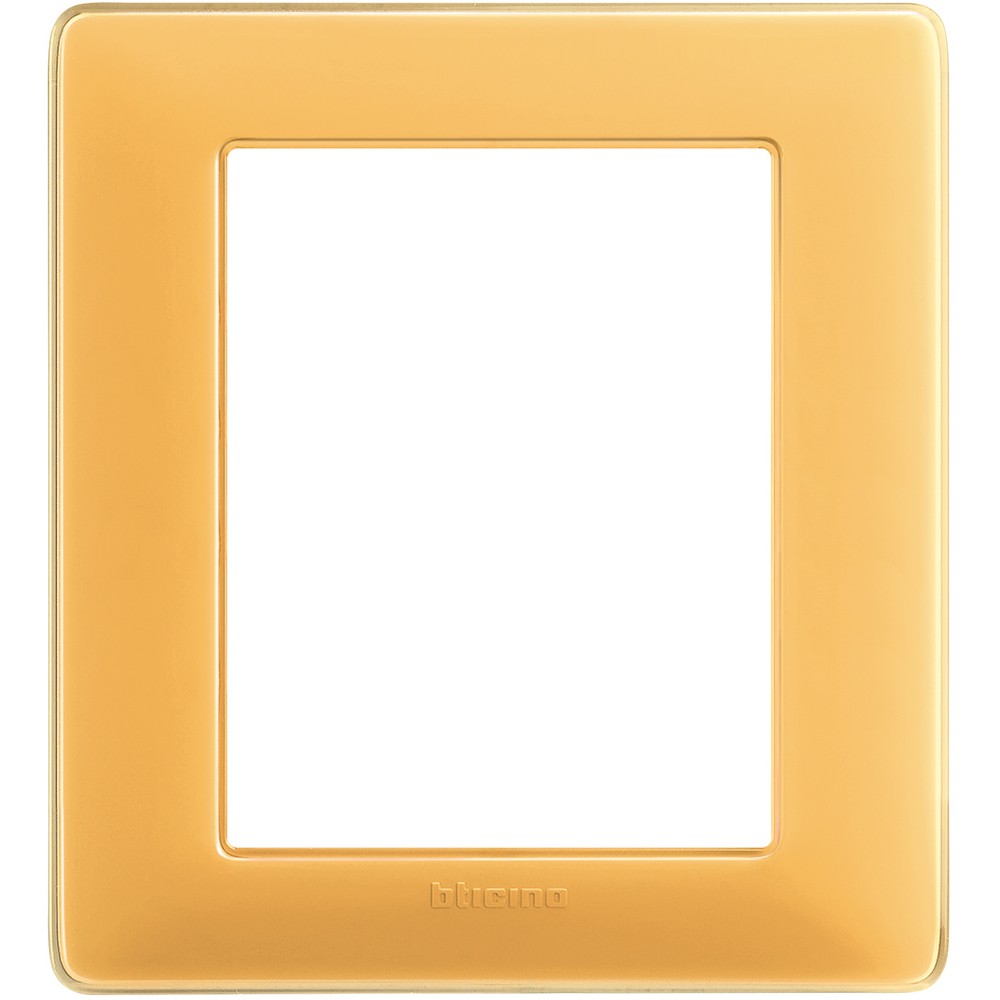 Amber BTicino Matix 3+3 module frame, technopolymer, dimensions 132mm x 120mm.