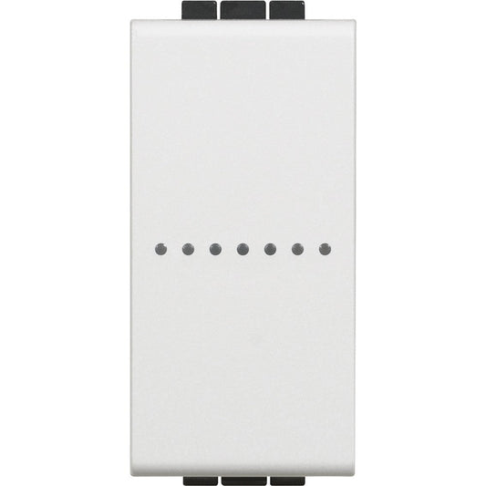Deviatore Connesso Bticino Living Light bianco con indicatori LED per controllo luci smart, compatibile 250W.