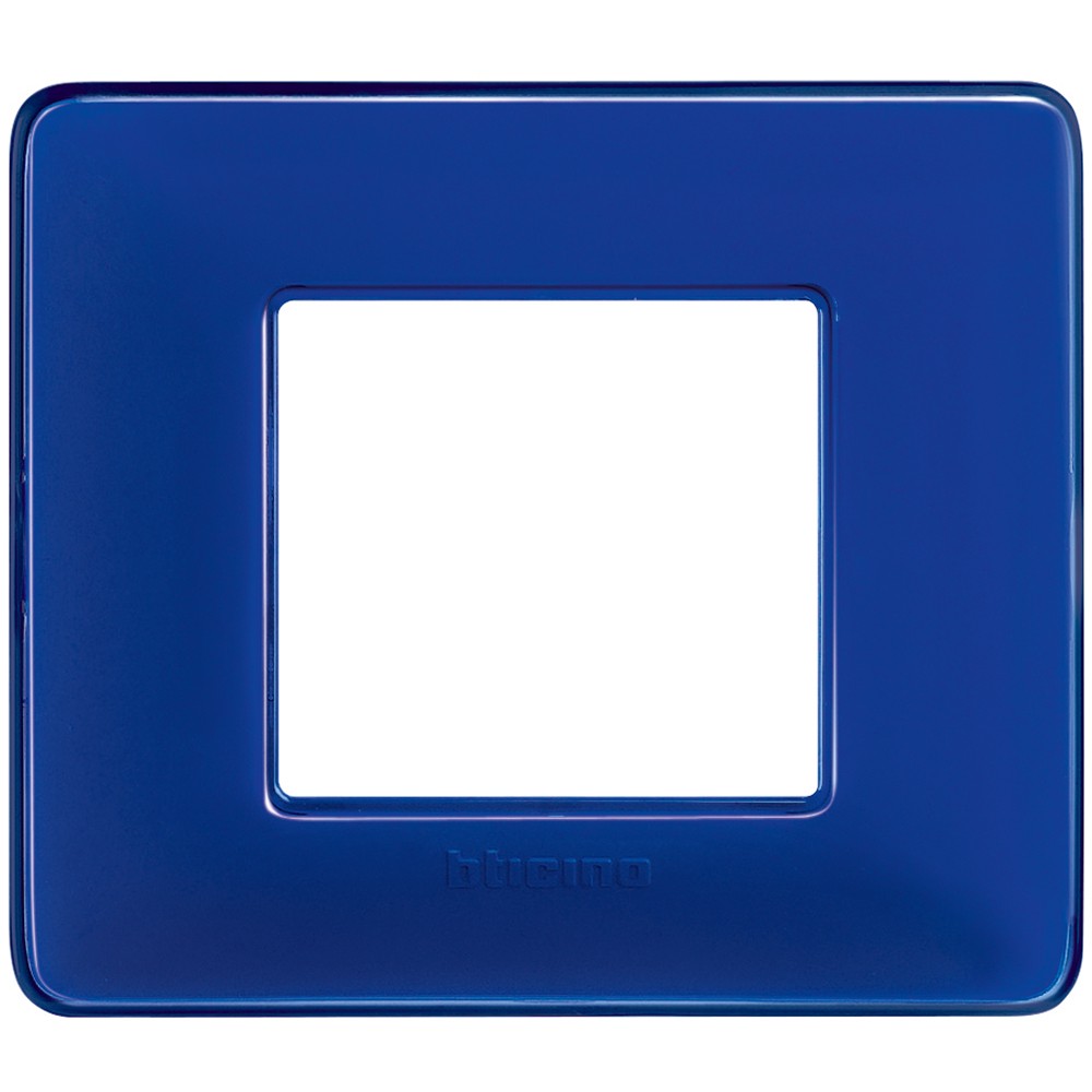 Placca Bticino Matix 2 moduli cobalto AM4802CBU in tecnopolimero, misura 84mm x 96.2mm, design elegante e moderno.