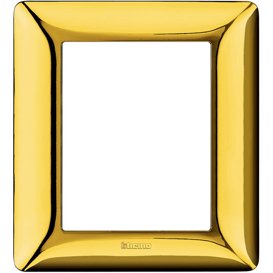 Placca Bticino Matix 3+3 moduli in oro lucido, design elegante, in materiale tecnopolimero, misure 132mm x 120mm.