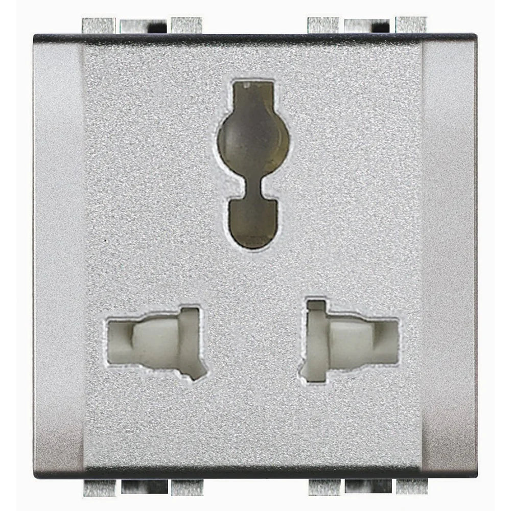 BTicino NT4139 - Presa Elettrica Multistandard 5/6/10/13 A 127/250 Vac, 2 Moduli, Sicurezza E Design Elegante