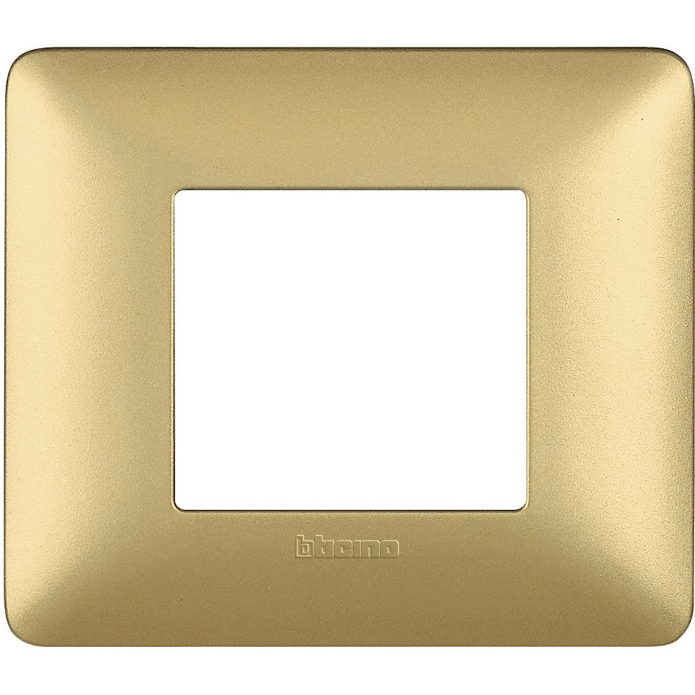 Placca BTicino Matix 2 moduli gold AM4802MGL, tecnopolimero, 84mm x 96.2mm, design elegante.