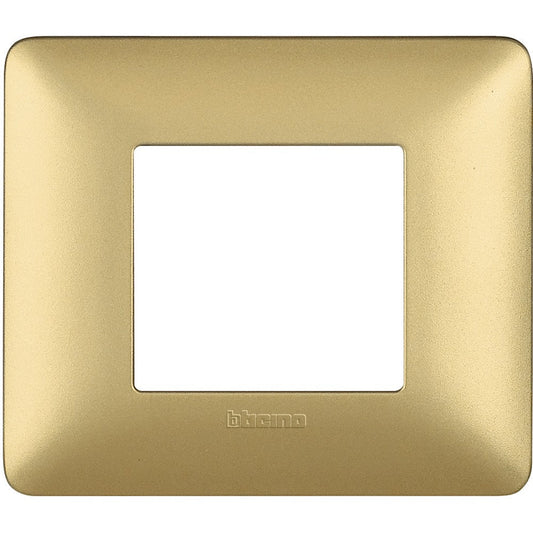 Placca BTicino Matix 2 moduli gold AM4802MGL, tecnopolimero, 84mm x 96.2mm, design elegante.