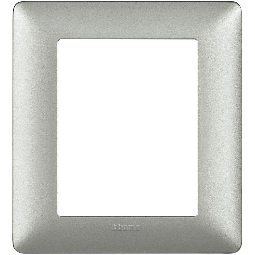 BTicino Matix silver wall plate for 3+3 modules, made of technopolymer, 132mm height, 120mm width.
