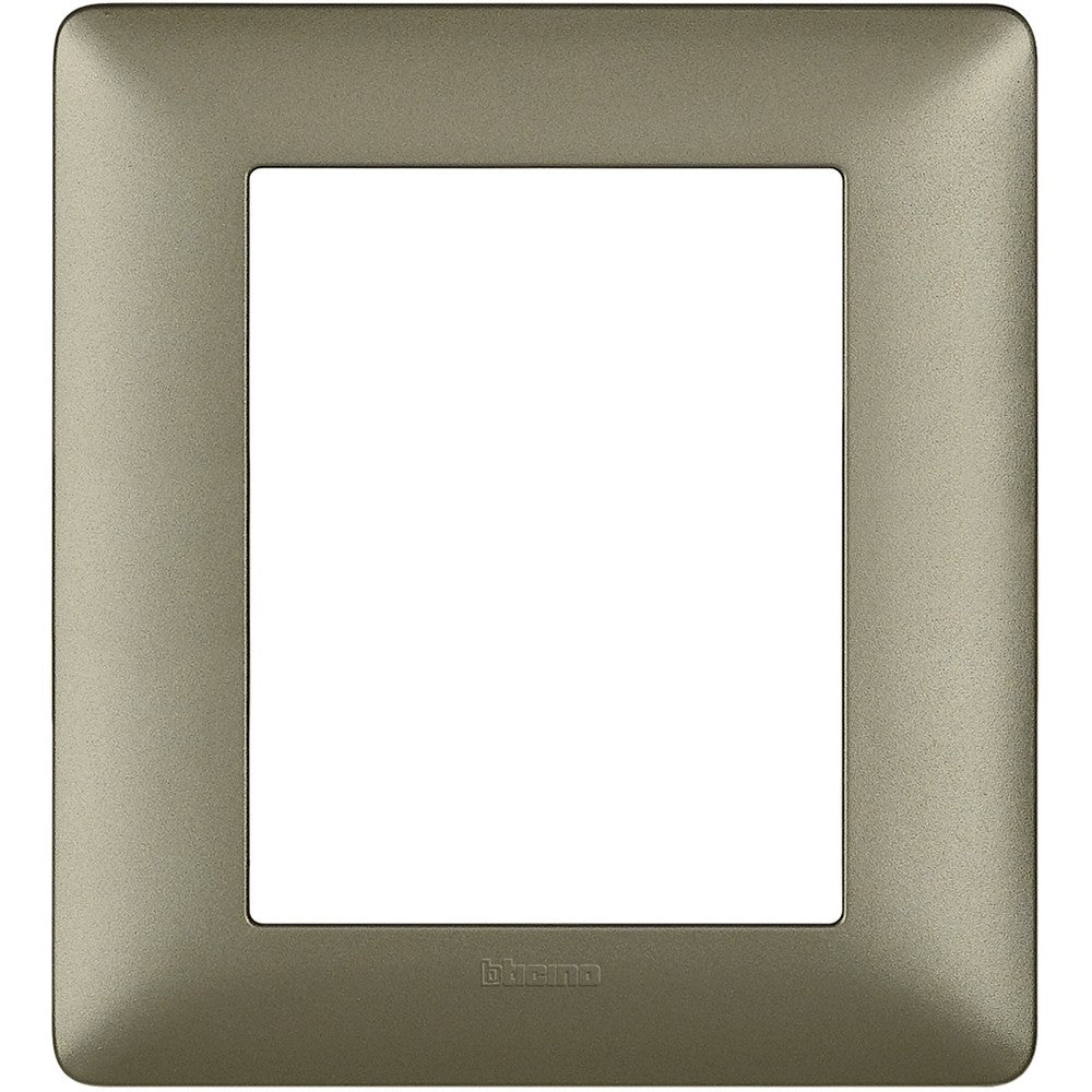 BTicino Matix titanium 3+3 module cover plate, high-quality technopolymer, dimensions 132mm x 120mm.