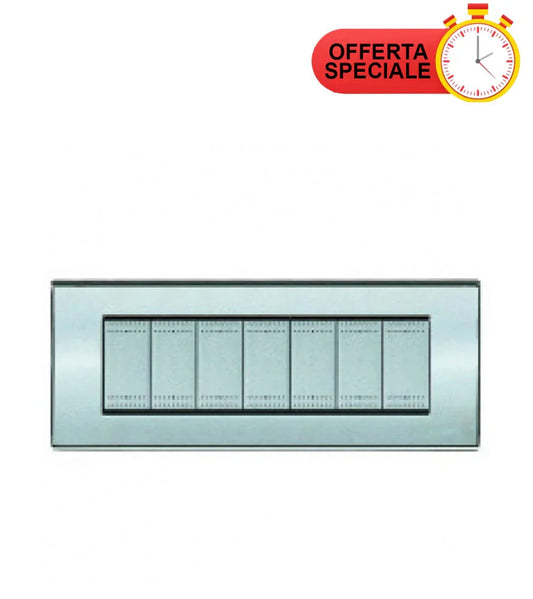 BTICINO LIGHT TECH Placca 7 Moduli NT4807CR - Design Moderno in Cromato Lucido, Facile da Installare