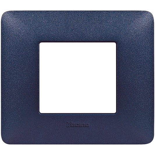 BTicino Matix blue mercury 2-module frame in technopolymer, dimensions 84mm x 96.2mm.