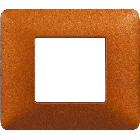Placca Bticino Matix 2 moduli rosso terra AM4802TRT in tecnopolimero, design moderno, misure 84mm x 96.2mm.