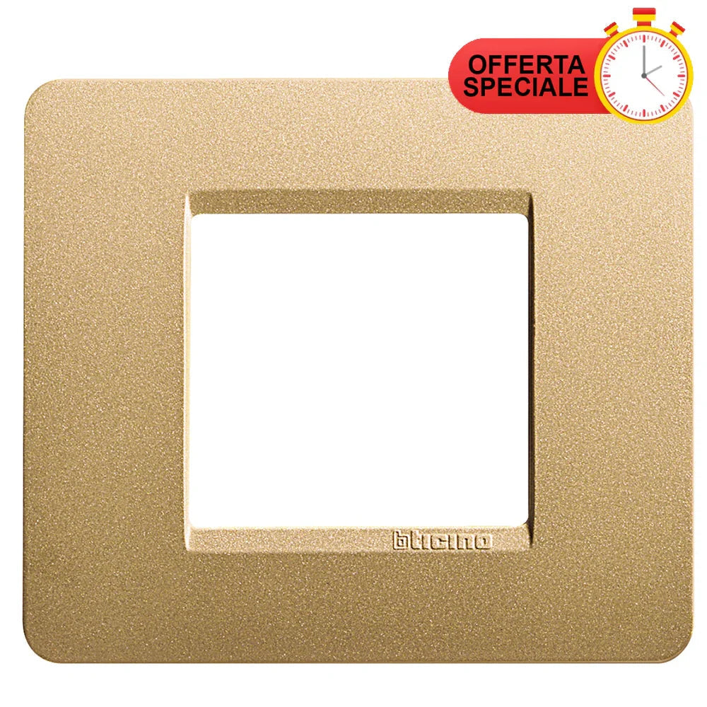 BTicino Matix Placca 2 Posti Oro AM4802GL - Design Elegante, Facile Installazione, Alta Qualità
