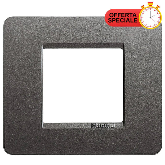 Placca BTicino Matix 2 Posti in Ferro AM4802IR - Design Elegante e Funzionale, Facile Installazione