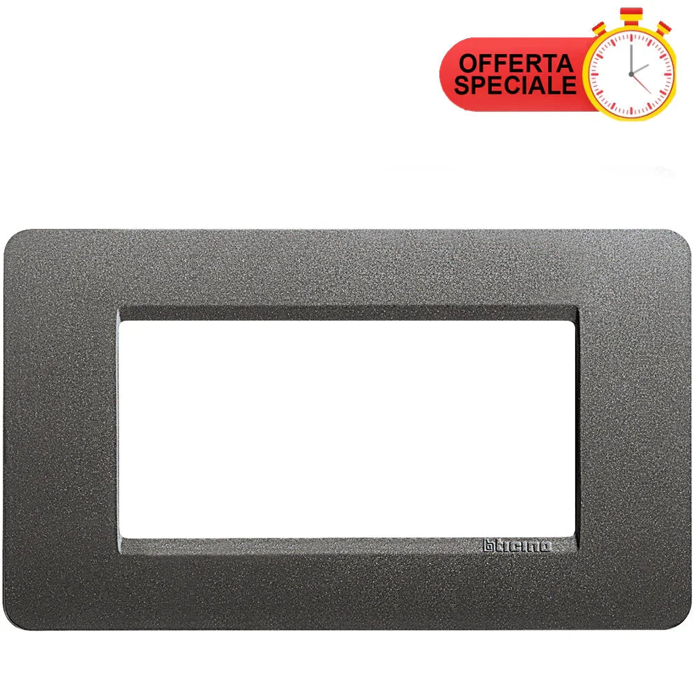 BTicino Matix Placca 4 Posti Iron AM4804IR - Design Moderno e Funzionale per Ambienti Raffinati