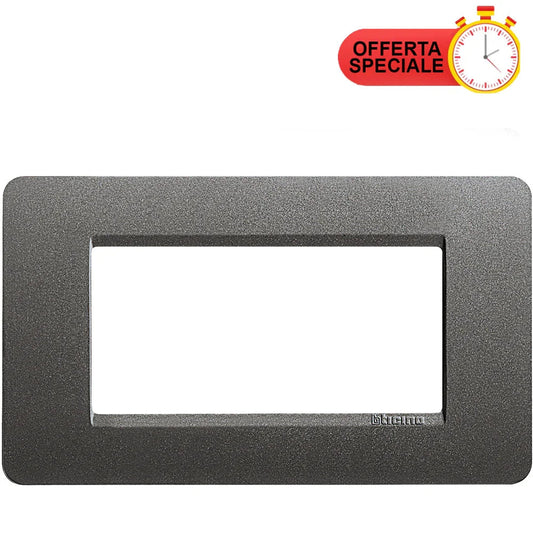 BTicino Matix Placca 4 Posti Iron AM4804IR - Design Moderno e Funzionale per Ambienti Raffinati