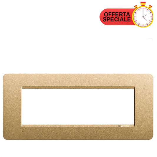BTicino Matix Placca 6 Posti Gold AM4806LGL - Design Elegante in Oro, Alta Qualità e Flessibilità di Installazione