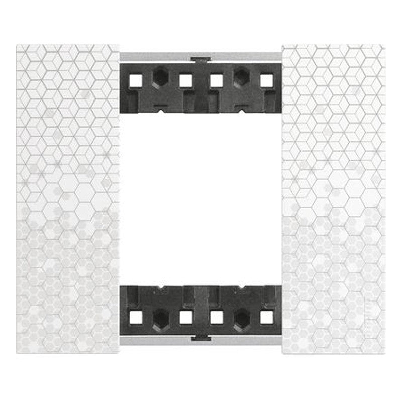 Living Now Placca 2P Pixel - KA4802MW, bimaterica plastic frame, 2 modules, 86mm height, 102.5mm width by BTicino.