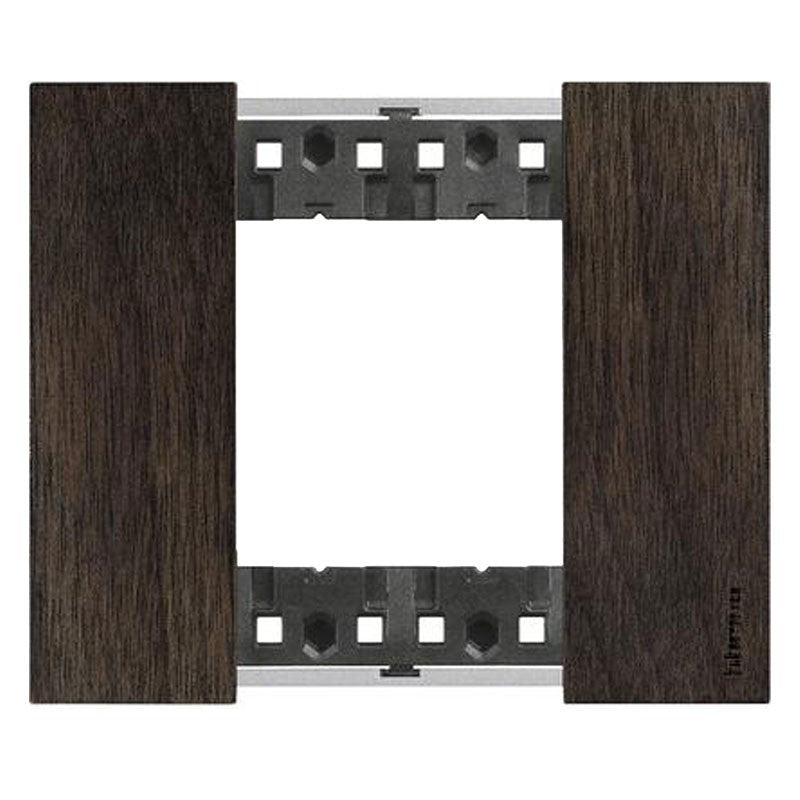 Living Now placca 2P Noce KA4802LG - bimaterica plastica, moduli 2, BTicino, altezza 86mm, larghezza 102.5mm.