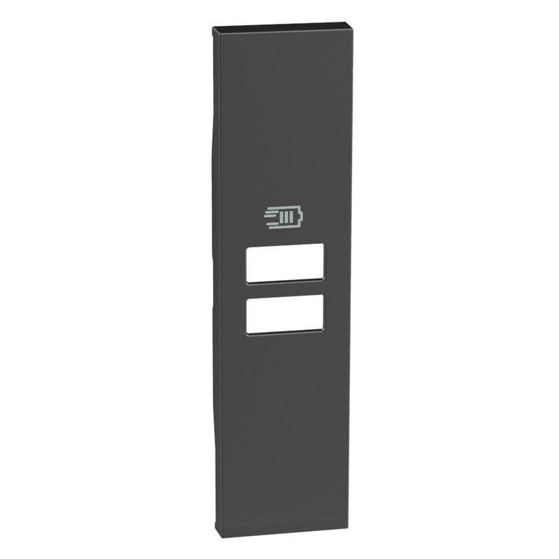 Cover per caricatore USB Bticino Living Now, 1 modulo, colore nero, compatibile con diversi caricatori USB.