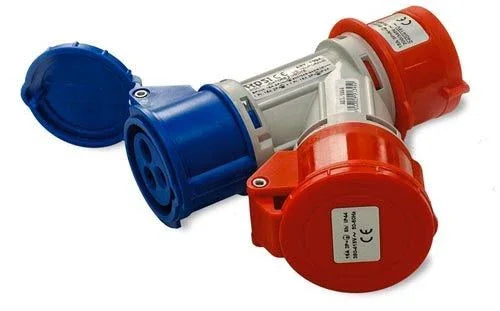 Moltiplicatore Adattatore Mobile 2 Uscite 16A 3P+N+T 400V IP44 - Codice 1994, Resistente All'Acqua e Alla Polvere