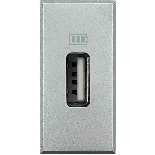 Caricatore USB BTicino Axolute Chiara HC4285C - Ricarica Veloce 750 mA, Design Elegante Grigio Chiaro