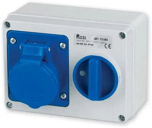 Presa Fissa Interbloccata Orizzontale Da Parete IP44 2P+E - Codice Prodotto 3214B6, 16A, Resistente Agli Agenti Atmosferici