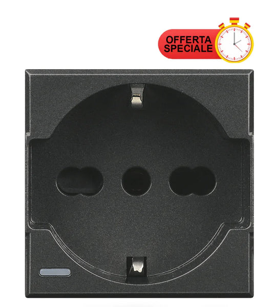Presa Bticino Axolute Bipasso Flat 2P+T 10/16 A HS4140/16 - Design Elegante per Spine Tedesche e Italiane