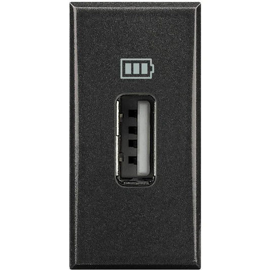 BTicino Axolute Caricatore USB HS4285C1, Ricarica Rapida 1500 mA, Design Elegante Antracite